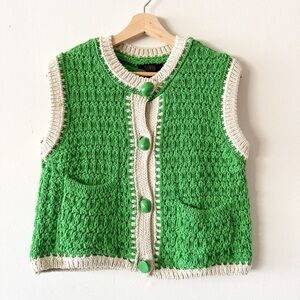Zara Women’s Crocheted Knit Green Vest Size Small